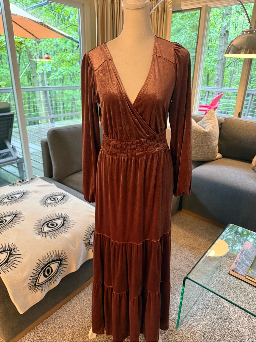 Knox Rose Burning Rose Velvet Faux Wrap Dress XS